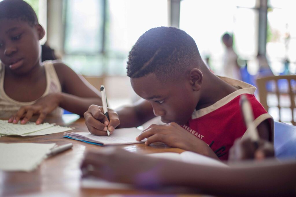 children studying in class