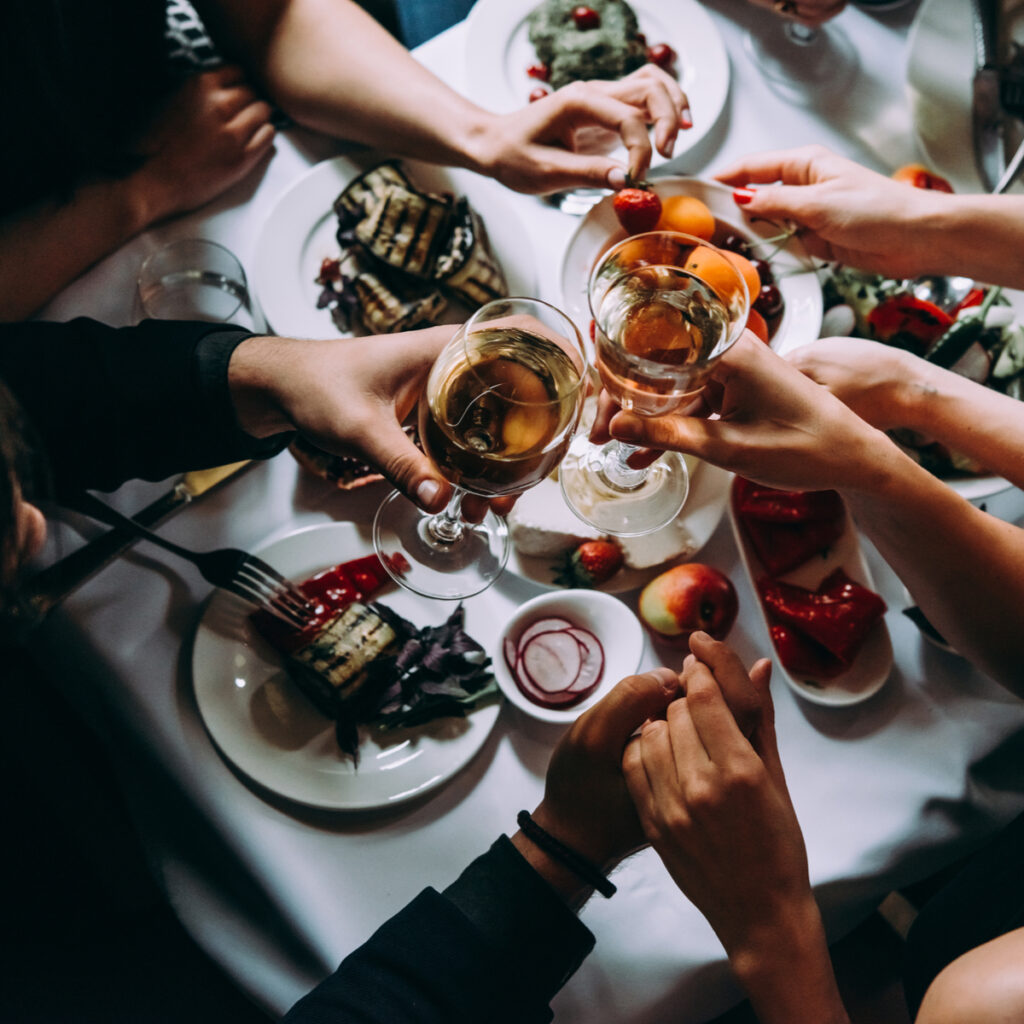 friends sharing a diner at a restaurant